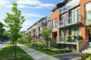 row of modern town homes