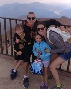 mountain background with family photo