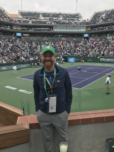spectator at tennis tournament